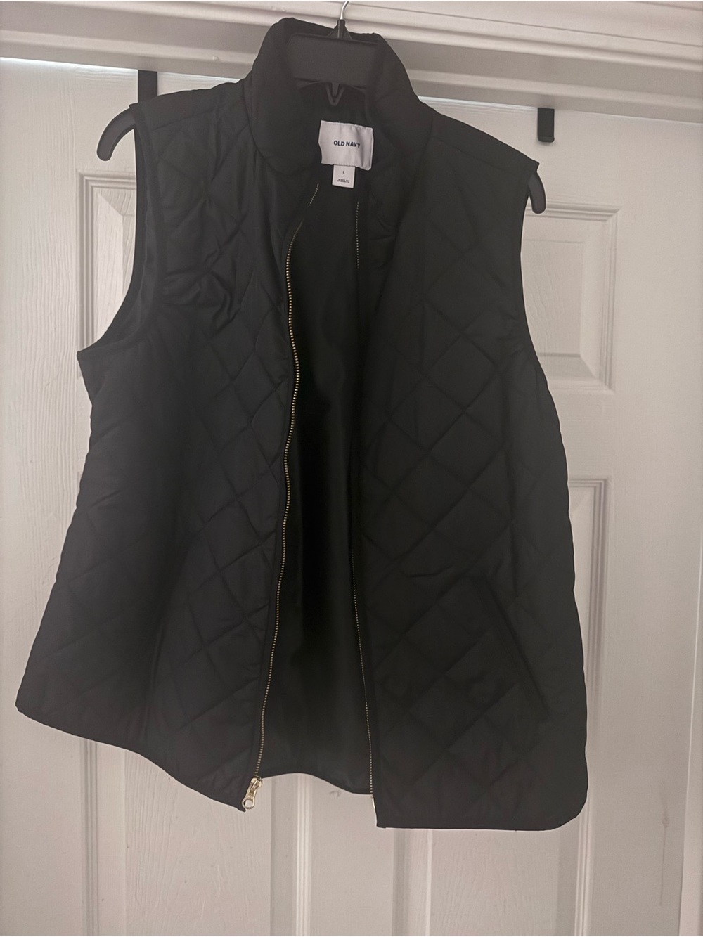Old Navy Black Quilted Stand-Collar Zip Vest